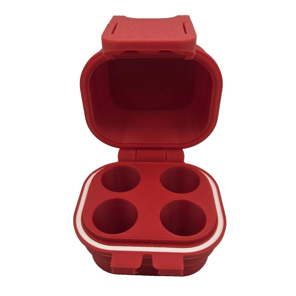 3D Printed Red 3ML Vial Peptide Storage Container 4 Pack Latches Closed